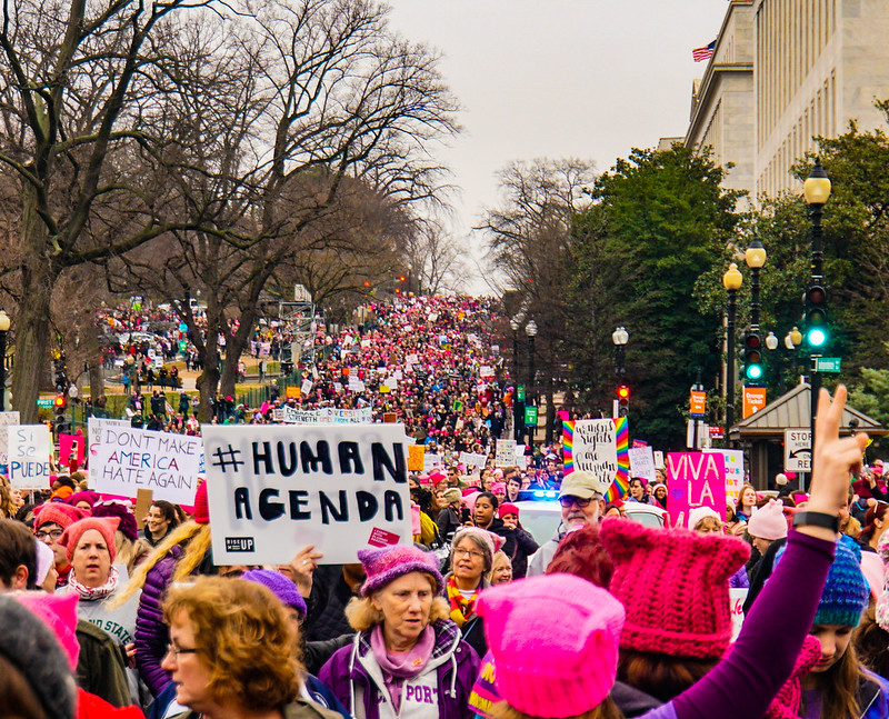 Protesters in D.C. during the 2017 Women's March