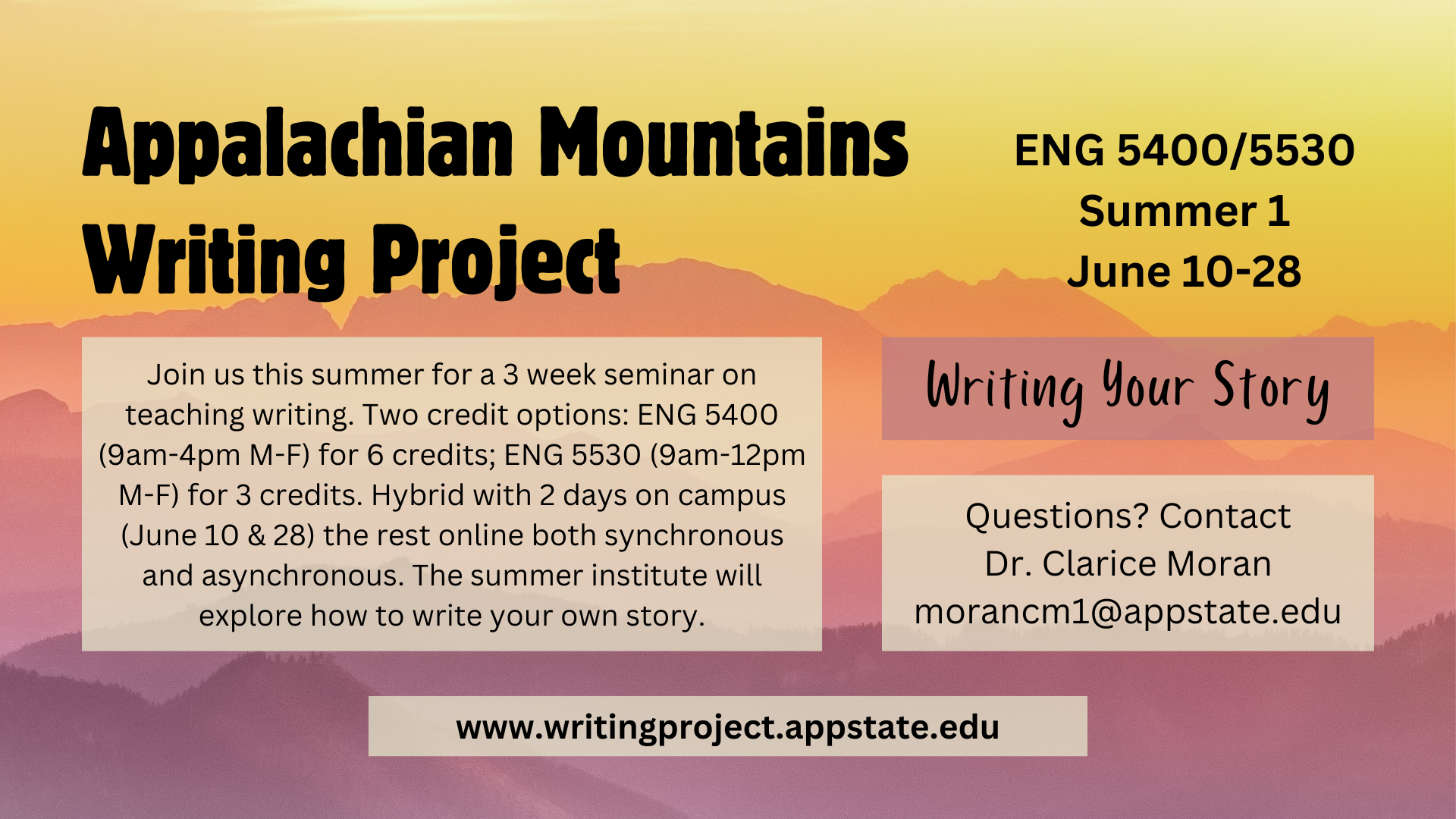 ENG 5400/5530- Appalachian Mountains Writing Project (SUM I