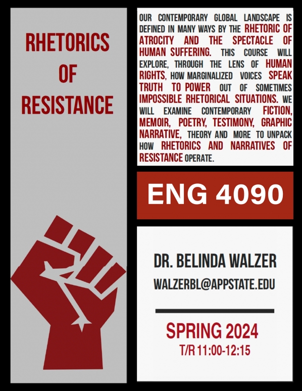 ENG 4090: Rhetorics of Resistance with Dr. Belinda Walzer