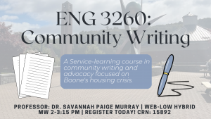 Fall 2023: ENG 3260: Community Writing, Savannah Paige Murray