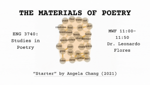 Flyer for The Materials of Poetry (information in post).