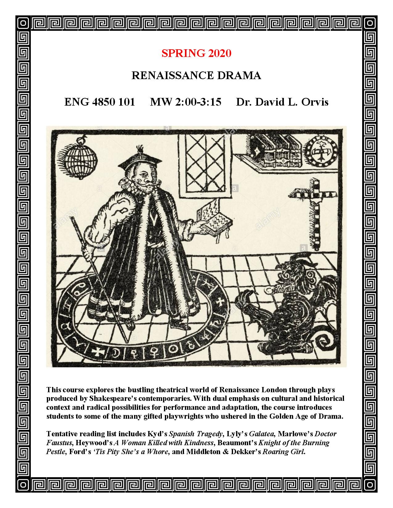 English 4850- Renaissance Drama | Department of English